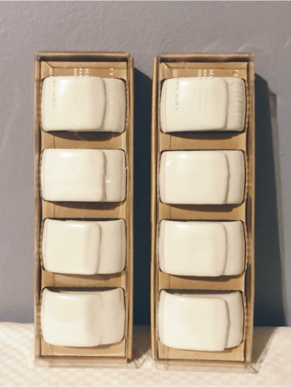 Pottery Barn Mason Stoneware Napkin Rings, Set Of 8, Color- Ivory, New